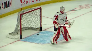 Samsonov and Vanecek during pre-game warm-up at the Capitals @ Senators hockey game