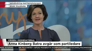Här berättar Anna Kinberg Batra att hon avgår - Nyheterna (TV4)