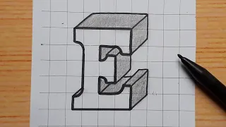 Simple 3d Drawing Letter E /How To Draw Capital Alphabet Easy For Beginners #shorts