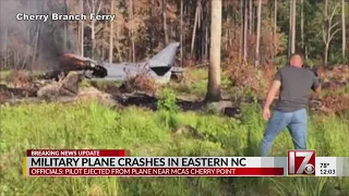 Officials: NC pilot ejected safely before military plane crash near