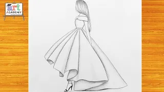تعليم الرسم || كيف ترسم بنت ترتدي فستان بطريقة سهلة للمبتدئين || رسم بنات || Drawing Girl