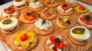 Canapes Recipes | Mini Snacks For Parties | 7 Best Cracker Appetizer  Recipes With Butter Puff |