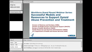 Workforce Grand Rounds Webinar Series: Models to Support Opioid Abuse Prevention and Treatment