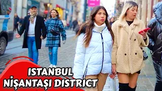 Istanbul Turkey 2023 Nisantasi Luxury Area Walking Tour Today  Rainy Day 4 February [4K
