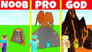 Minecraft Battle: NOOB vs PRO vs GOD: VOLCANO HOUSE BUILD CHALLENGE / Animation