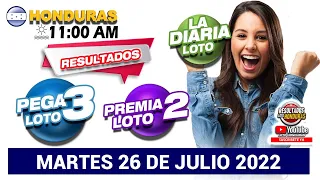Sorteo 11 AM Resultado Loto Honduras, La Diaria, Pega 3, Premia 2, MARTES 26 DE JULIO 2022