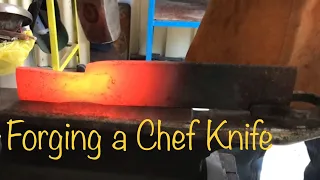 Blacksmithing - Forging a Chef Knife from a leaf spring - Part 1, The Tang