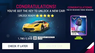 Chevrolet Corvette c7r unlocking | unlock the key | asphalt 9 cr7 edition corvette