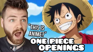 First Time Reacting to "ONE PIECE Openings (1-12)" | Non Anime Fan!