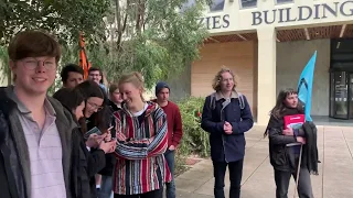 Climate Protest at Monash to end the partnership of Monash University with Woodside Petroleum.