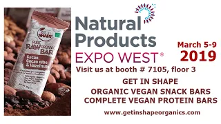 Greetings from Natural Product Expo West 2019, GET IN SHAPE Organic Vegan Snack Bars