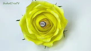 Yellow roses from crepe paper. Very simple and fast. Sweetdesign