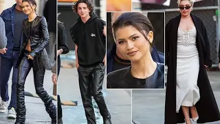 Zendaya, Florence and Timothee Rock Leather Outfits for Jimmy Kimmel Live