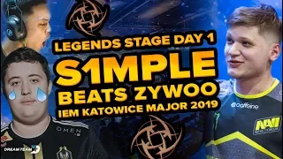 16-0 Astralis Wreck Cloud9, s1mple Beats ZywOo - IEM Katowice Major 2019 | Legends Stage Day 1