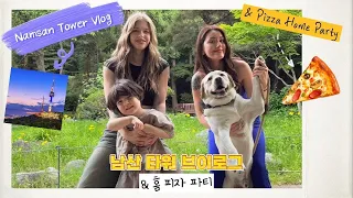 KOREA VLOG. NAMSAN TOWER & PIZZA HOME PARTY IN MY FRIEND'S HOUSE