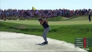 Phil Mickelson Holes A Bunker Shot On The 5th Hole At The 2021 PGA Championship