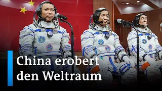 Chinesische Taikonauten auf dem Weg zur Raumstation | DW Nachrichten