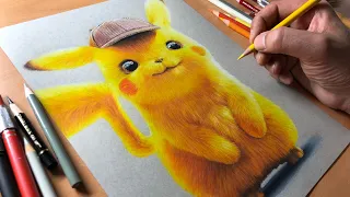 Drawing Detective Pikachu - Timelapse | Artology