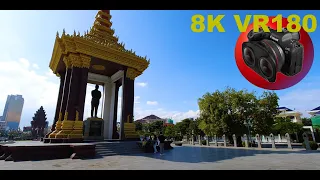 STATUE OF SIHANOUK NORODOM former king Phnom Penh Cambodia 8K 4K VR180 3D (Travel Videos ASMR Music)