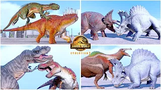 Big Eatie, Rexy, Deinocheirus VS Spinoceratops VS Triceratops Animations🦖 Jurassic World Evolution 2