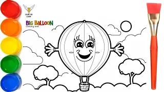 How to Draw hot air balloon drawing, Painting and Coloring for Kids & Toddlers | Draw, Paint