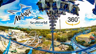 VR 360 Manta Roller Coaster On Ride Back Seat POV SeaWorld Orlando 2024 03 13