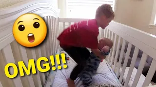 BIG BROTHER GETS BABY BROTHER FROM CRIB AND MOVES TO TOP BUNK 😲🤪