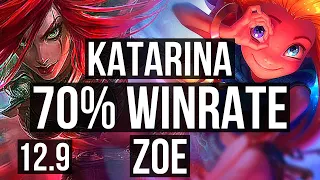 KATARINA vs ZOE (MID) | 14/1/8, Quadra, 70% winrate, Legendary | NA Master | 12.9