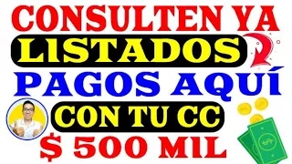 Consulte Listados de Beneficiarios con Pagos de $500 mil para jefes de hogar