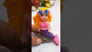 Reverse Play ⏮️ 🐠🌊 Little Mermaid Making With Super Clay💕👌Old Barbie Doll Makeover To Mermaid❤️🧜‍♀️🥰