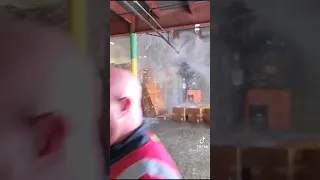 forklift driver hits water pipe