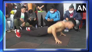 Thounaojam Niranjoy Singh from broke the Guinness Book of World Records for most push-ups in 1 min.