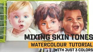 How to mix skin tones with just 3 colors | Watercolor tutorial