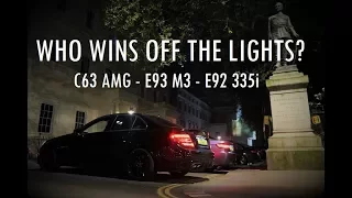 Who Wins Off The Light - C63 AMG vs E93 M3 vs E92 335i?