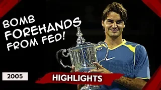 AWESOME QUALITY! FEDERER vs AGASSI US Open 2005 Final HIGHLIGHTS!