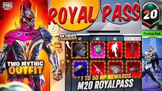 M20 Royal Pass 1 To 50 Rp Rewards | Vehicle Skin In M20 Rp | Two Mythic Outfits | Pubg Mobile