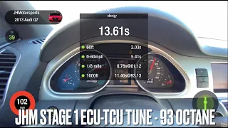 JHM Audi 4L Q7 stage 1 3.0T Runs 13.61 @101 mph on 93 Octane! - Dragy