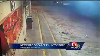 Caught on camera: Car racing in New Orleans East plows into building