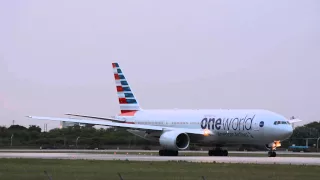 LOUD!!!!!!! ONE WORLD AMERICAN 777 Taking Off from Miami International,FL