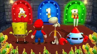 Mario Party 9 MiniGames SpongeBob Vs Mario Vs Squidward Vs Mr. krabs (Master Difficulty)