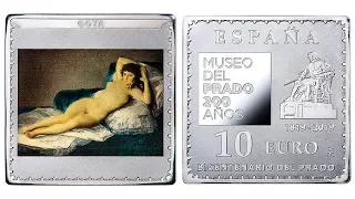 Монета Испании 10 евро картина Гойи Маха обнажённая.