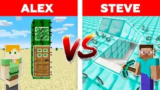 Minecraft - DIAMOND SECRET BASE vs CACTUS HOUSE / Alex vs Steve #5