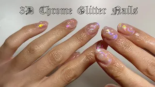 Easy 3D Rainbow Chrome Glitter Nails