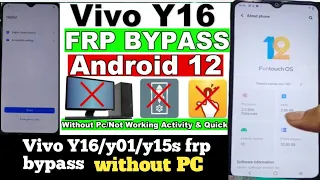 Vivo Y16/y01/y15s frp bypass without pc || Vivo Android 12/13 frp bypass 2023
