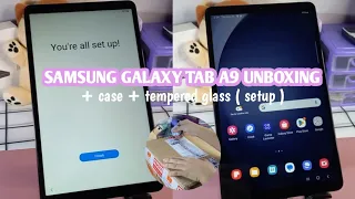 Samsung Galaxy Tab A9 Unboxing + Case + Tempered Glass ✨️🤎 ( setup ) #samsunggalaxytabA9unboxing