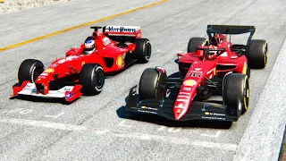 Ferrari F1 2022 F1-75 vs Ferrari F1 2000 Micheal Schumacher at Baku