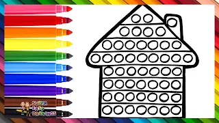 Draw and Color a House POP IT 🏠🔴🟠🟡🟢🔵🟣🌈 Drawings for Kids