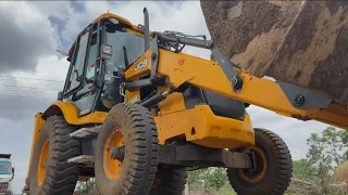 JCB 3DX Backhoe and Tata 2518 Tipper Going To Other Village For Loading Mud in Truck