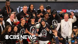 Las Vegas Aces celebrate WNBA title with President Biden at White House | CBS News