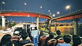 [4K] Seoul Night Bus City Tour - Hangang Course Drive | 서울 야경 시티투어버스 체험 - 한강코스 | 타이거 버스, 노랑풍선 시티투어버스